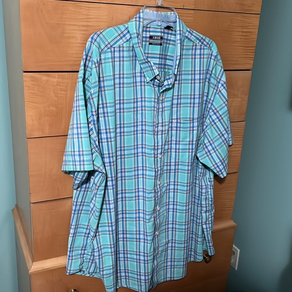 Izod Men’s Short Sleeve Shirt Button Down Button Collar Plaid Size 3XL Tall - Picture 2 of 4